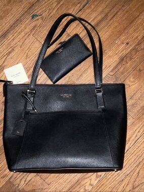 kate spade Black Saffiano Leather Tote with Matching Wallet